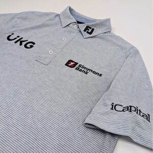 FootJoy Tour Issue Polo Mens Small Blue‎ Striped Performance Golf